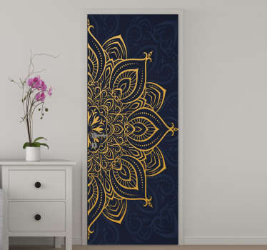 Golden luxury mandala door decal - TenStickers