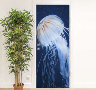 Adesivo per porta arte dell'oceano con meduse - TenStickers