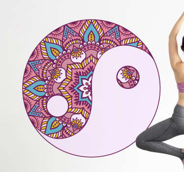 Vinilo para pared floral mandala ying yang - TenVinilo
