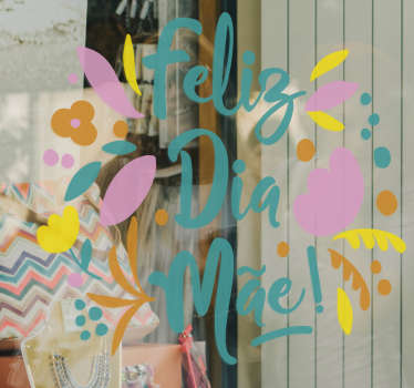 Autocolante para montras flores feliz Dia da Mãe! - TenStickers
