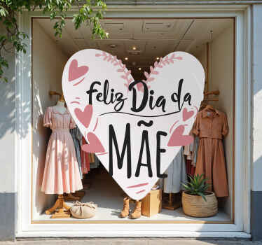 Autocolante para montras Coração Feliz Dia da Mãe - TenStickers