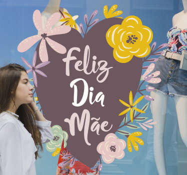 Autocolante para montras Coração Feliz Dia Mãe - TenStickers