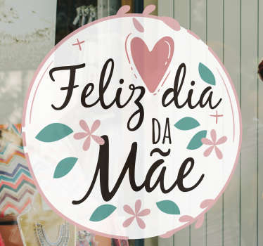 Autocolante para montras Feliz Dia da Mãe floral - TenStickers