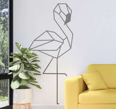 Vinilo pared animal flamenco origami - TenVinilo