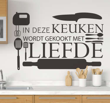 In deze keukentekst thuis muursticker - TenStickers