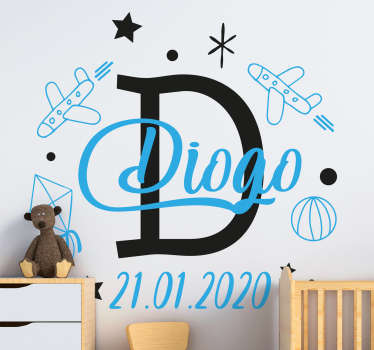 Vinilo infantil con cohetes y con nombre - TenVinilo