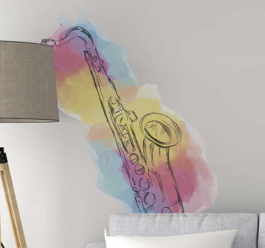 Autocolante musical Saxofone colorido - TenStickers