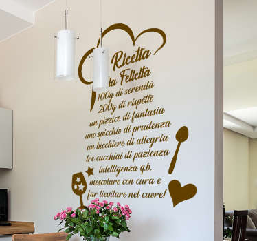 Adesivo cucina ricetta felicità - TenStickers