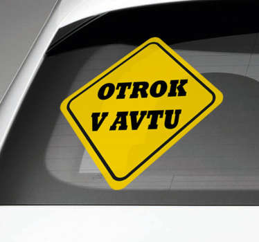 Baby on board yellow sign otrok v avtu nalepka - TenStickers