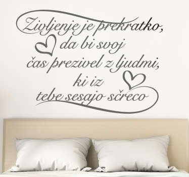 življenje je prekratek srčni motivacijski otklon - TenStickers