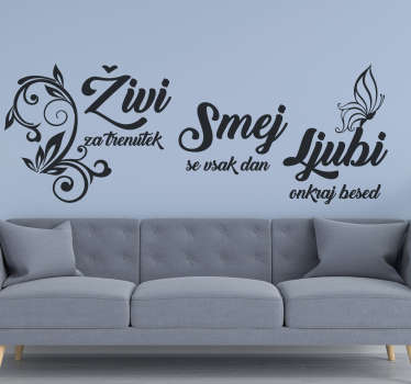 V živo, se smej, ljubi motivacijsko stensko nalepko - TenStickers