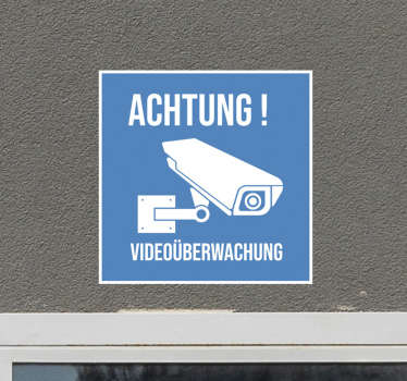 Achtung Videoüberwachung Blau Vinyl Zeichen - TenStickers