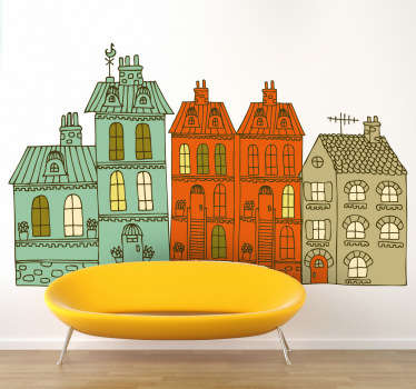Sticker huizen simplistisch - TenStickers