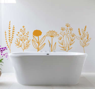 αυτοκόλλητο μπάνιο λουλουδιών κίτρινο φυτό - TenStickers