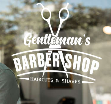 Barber showcase with scissors wall sticker - TenStickers