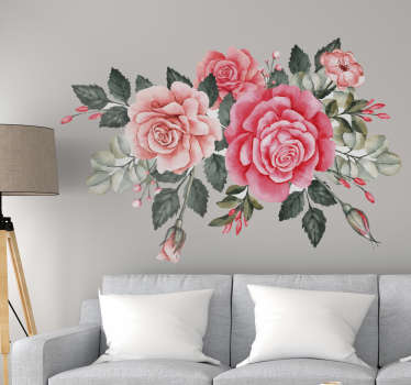Buquê de flores rosa <b>Vinil decorativo</b> - TenStickers
