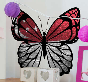 蝴蝶与新加坡国旗，题为墙贴花 - TenStickers