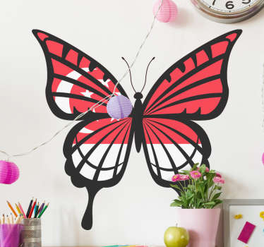 蝴蝶与新加坡国旗蝴蝶贴花 - TenStickers