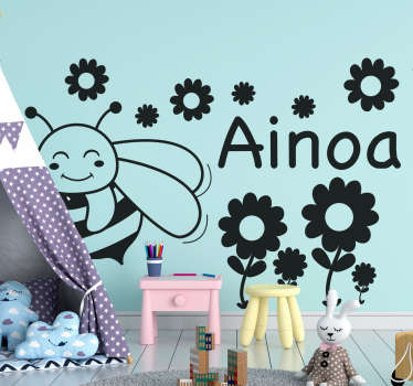 이름 꿀벌과 꽃 곤충 스티커 - TenStickers
