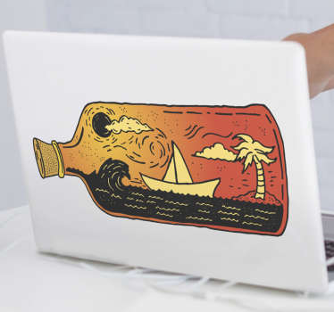 Tropical bottle laptop sticker - TenStickers