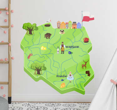 Naklejka na ścianę mapa Polski - TenStickers