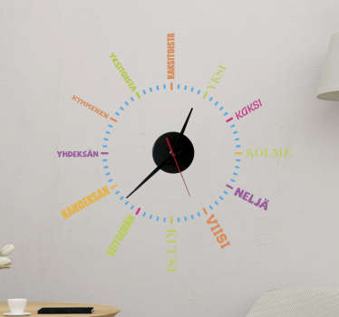 Kello suomalaisilla numeroilla seinäkello tarra - Tenstickers