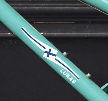 Suomen lipun muokattava nimi pyörätarra - Tenstickers