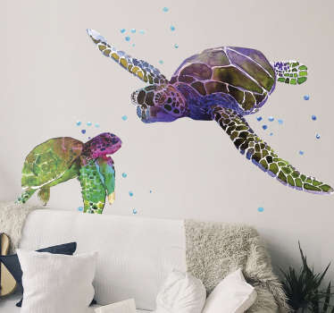Wandtattoo Jugendzimmer abstrakte Schildkröten - TenStickers