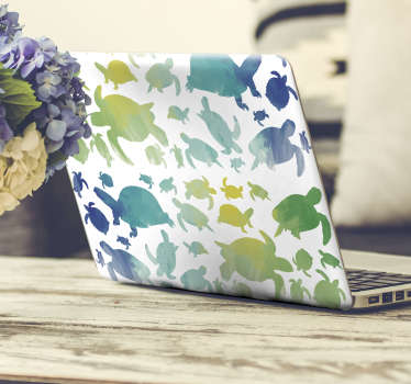 Pegatina para portátil siluetas de tortugas coloridas - TenVinilo