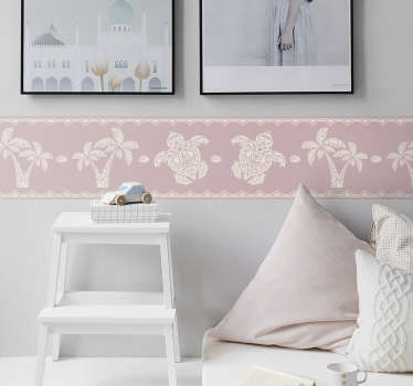 Cenefa adhesiva tortuga hawaiana patrón palma - TenVinilo