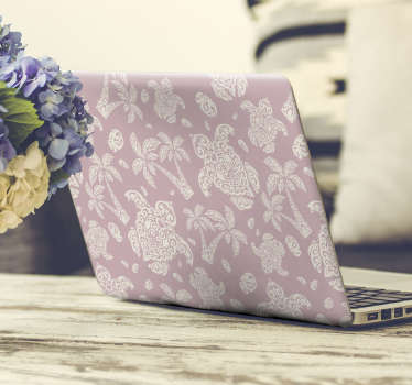 Hawai teknős és tenyérmintás laptop matrica - TenStickers