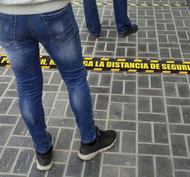Pegatina para suelo seguridad banda de distancia - TenVinilo