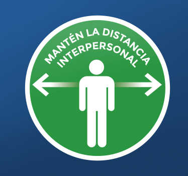 Pegatina distancia seguridad verde redonda - TenVinilo
