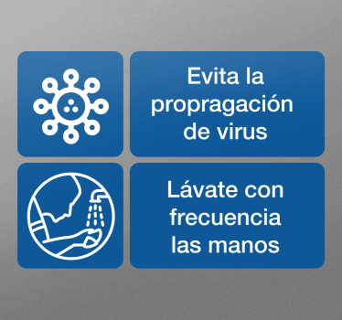 Pegatina advertencia Covid-19 lavado de mano - TenVinilo