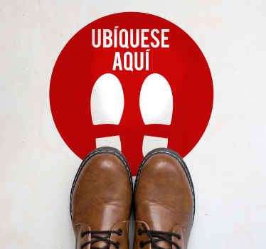 Pegatina distancia seguridad ubíquese aquí - TenVinilo
