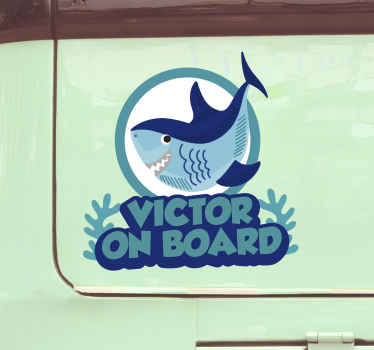 Baby Shark with name baby on board sticker - TenStickers
