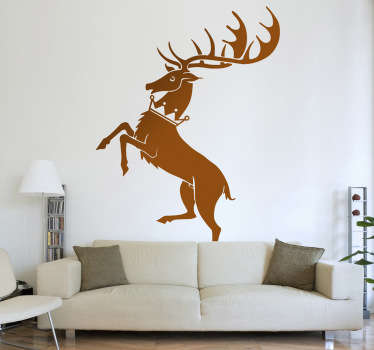 Vinilo con la imagen sintetizada de un ciervo, característica de la poderosa casa de los Baratheon, uno de las tantas familias que luchan por el poder en la famosa serie de la HBO.