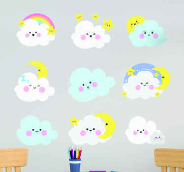 Sticker Illustration Nuages blancs et bleus - TenStickers