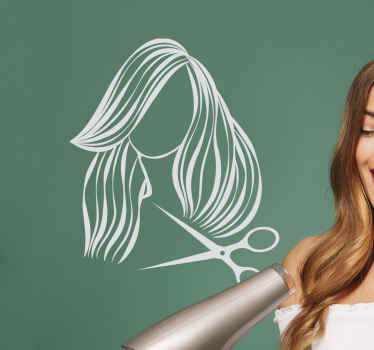 Wandaufkleber Frau und Schere Friseur - TenStickers