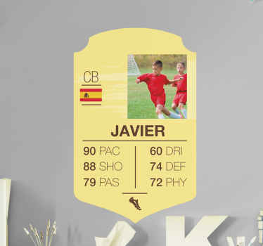 Vinilo fútbol personalizado carta amarilla - TenVinilo