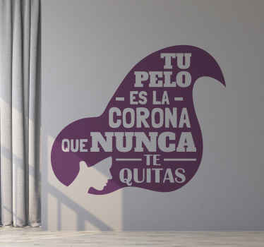 Vinilo peluquería frase tu pelo es tu corona - TenVinilo