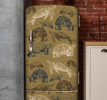 Turtles beige background fridge vinyl wrap - TenStickers