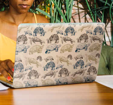 Schildkröte beiger Hintergrund Laptop Aufkleber - TenStickers