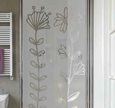 Sticker paroi de douche Deux sortes de fleurs - TenStickers