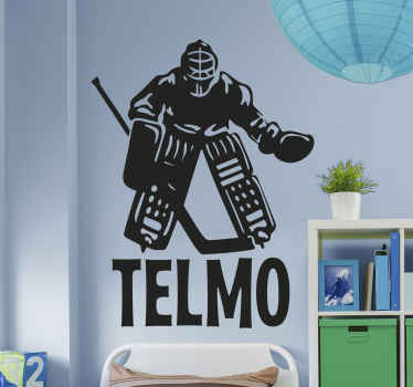 Hockey player with name Personalised Sticker - TenStickers