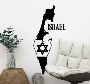 Israel Map Star Of David world map wall sticker - TenStickers