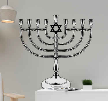 Yhvh Shalom Menorah wall sticker - TenStickers