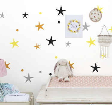 Vinilo infantil estrellas grises y amarillas  - TenVinilo