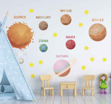 Naklejka kosmos kolorowe planety i gwiazdy - TenStickers