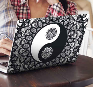 Autocolante para PC Ying yang paisley - TenStickers